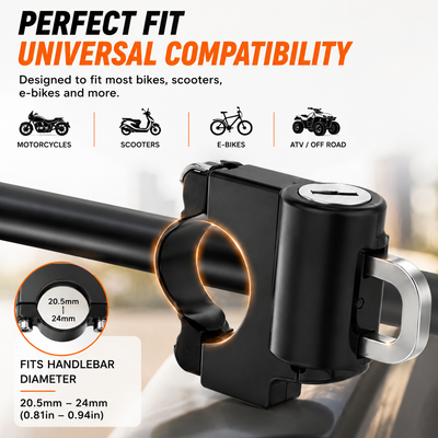 LGP Motorcycle Helmet Lock,Bike Handlebar Tubing Helmet Lock Anti-Theft Padlock for All Motorbike