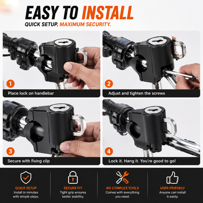 LGP Motorcycle Helmet Lock,Bike Handlebar Tubing Helmet Lock Anti-Theft Padlock for All Motorbike