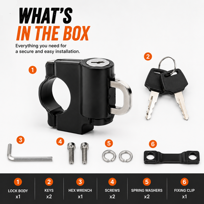 LGP Motorcycle Helmet Lock,Bike Handlebar Tubing Helmet Lock Anti-Theft Padlock for All Motorbike