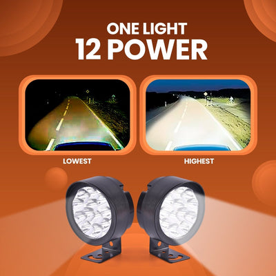 LGP 12 LED ABS Fog Lamp for Bike | Waterproof Auxiliary Driving Light | Universal Fit for All Motorcycles - LGP India