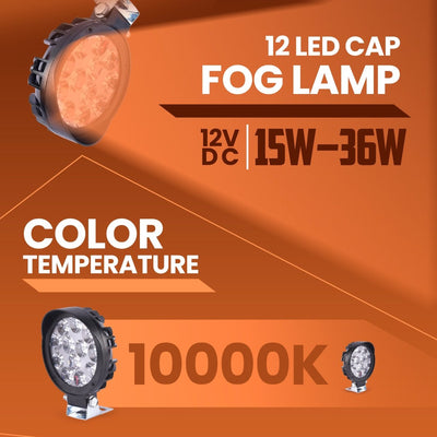 LGP 12 LED Cap Fog Lamp for Bike | High-Brightness Waterproof Auxiliary Light | Universal Fit for All Motorcycles & Scooters - LGP India