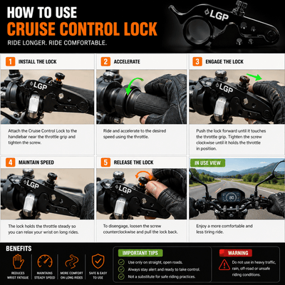 LGP Universal Motorcycle Cruise Control Lock – Throttle Assist for All Bikes - LGP India