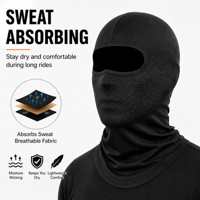 LGP - Balaclava Face Mask 4-Way Stretch Quick Dry Sweat Absorbing Helmet Liner, Full Face & Neck Cover for Men & Women, Black