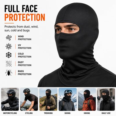 LGP - Balaclava Face Mask 4-Way Stretch Quick Dry Sweat Absorbing Helmet Liner, Full Face & Neck Cover for Men & Women, Black