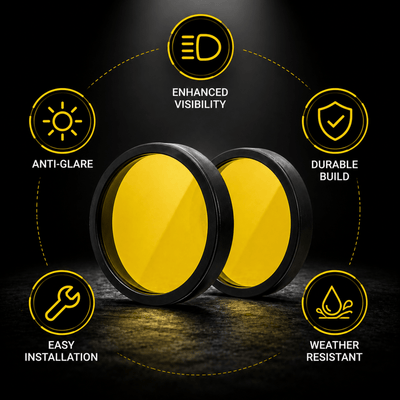 7 LED Round Yellow Filter Cap (Pack of 2) for Fog Lamp | Anti-Fog High Visibility Cover for Bike & Car | Snap-Fit Lens Protector - LGP India