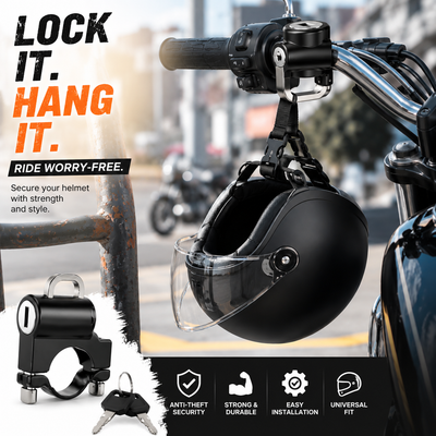 LGP Motorcycle Helmet Lock，Bike Handlebar Tubing Helmet Lock Anti-Theft Padlock for All Motorbike