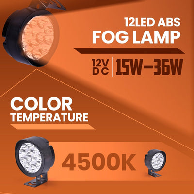 LGP 12 LED ABS Fog Lamp for Bike | Waterproof Auxiliary Driving Light | Universal Fit for All Motorcycles - LGP India