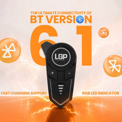LGP F20 Pro Helmet Bluetooth Headset for Bike Riders, Bluetooth 6.1, Two-Person Intercom, Music Sharing, 1000mAh Battery, RGB Lights - LGP India