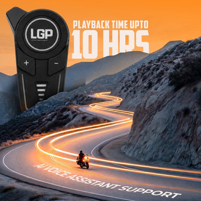 LGP F20 Pro Helmet Bluetooth Headset for Bike Riders, Bluetooth 6.1, Two-Person Intercom, Music Sharing, 1000mAh Battery, RGB Lights - LGP India