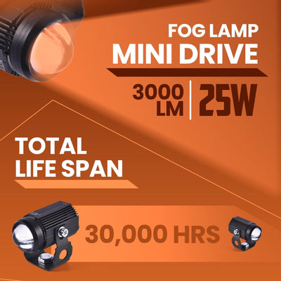 LGP Mini Drive LED Fog Lamp for Bike (Pair) | Compact Driving Spotlight | Waterproof, Universal Motorcycle & Scooter Fit - LGP India