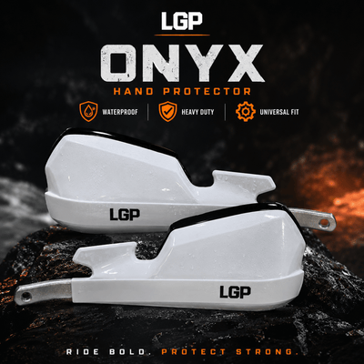 LGP Onyx Universal Motorcycle Hand Protector With Aluminium Mounts – White - LGP India