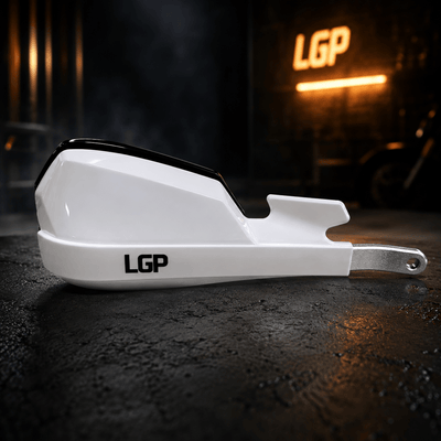 LGP Onyx Universal Motorcycle Hand Protector With Aluminium Mounts – White - LGP India