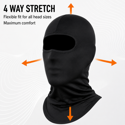 LGP - Balaclava Face Mask 4-Way Stretch Quick Dry Sweat Absorbing Helmet Liner, Full Face & Neck Cover for Men & Women, Black