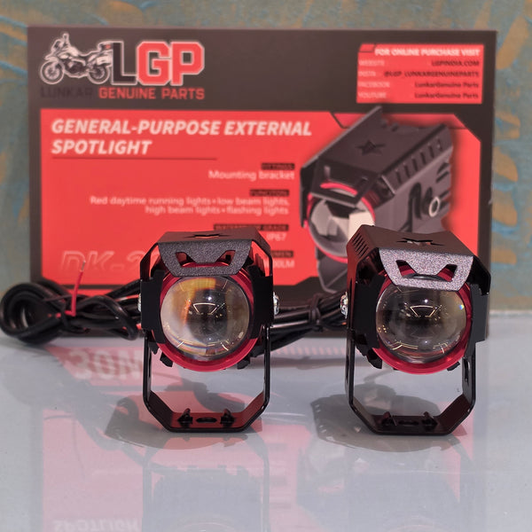 LGP DK20 motorcycle LED spotlight with mounting bracket and clamp